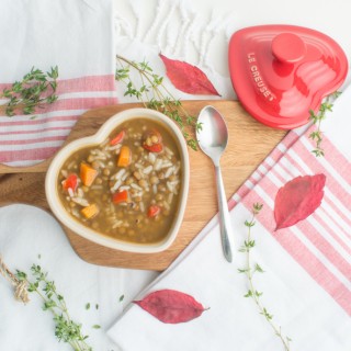 Estofado de lentejas, arroz y verduras