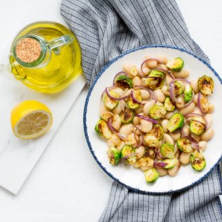 Mediterranean white bean with Brussels sprouts